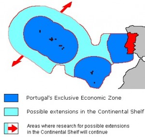 A map of the exclusive economic zone of Portugal